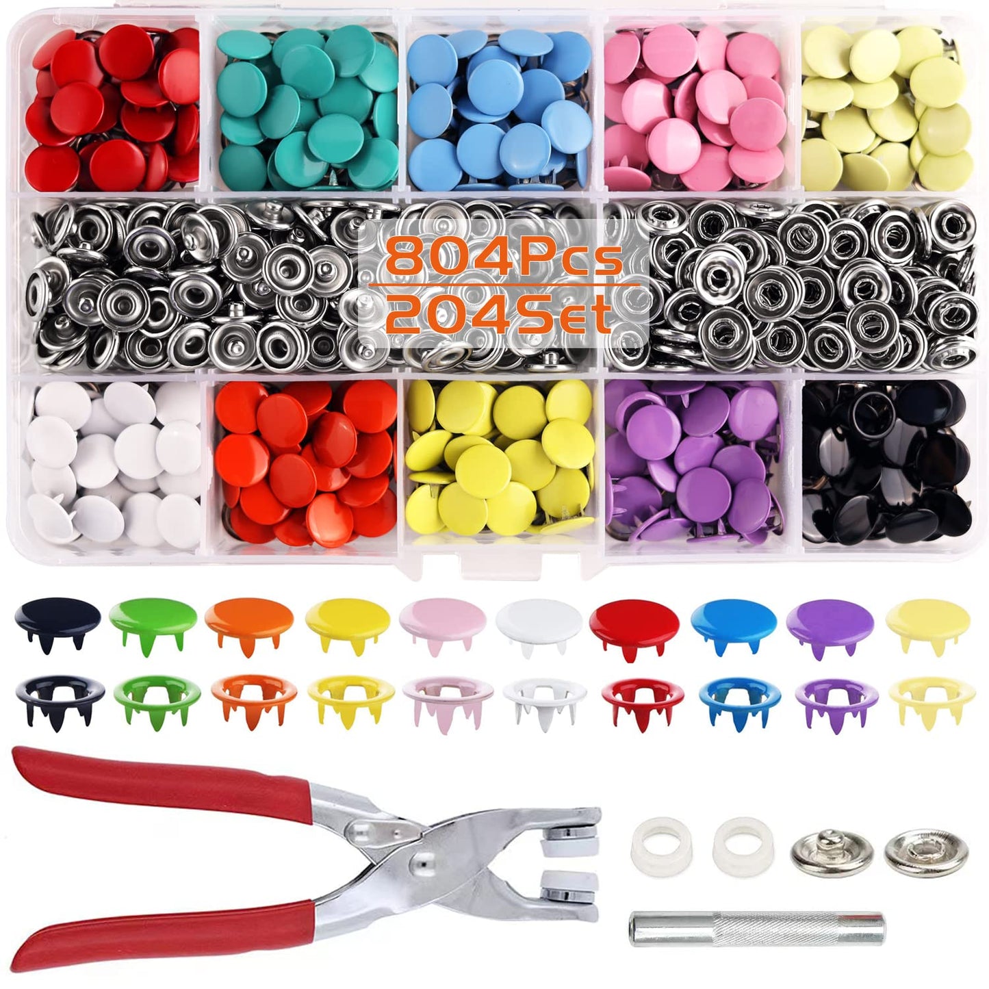 Snap Button Pliers Tool Kit – Heavy Duty Hand Press for Plastic & Metal Snaps | DIY Fastener Tool for Clothing, Baby Clothes, Bags, Crafts & Fabric Projects