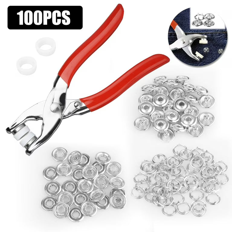 Snap Button Pliers Tool Kit – Heavy Duty Hand Press for Plastic & Metal Snaps | DIY Fastener Tool for Clothing, Baby Clothes, Bags, Crafts & Fabric Projects
