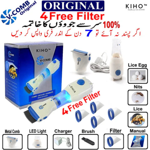 V-Comb Electric Anti Lice Machine – Chemical-Free Head Lice & Nit Removal with LED Filter (Russian Model)