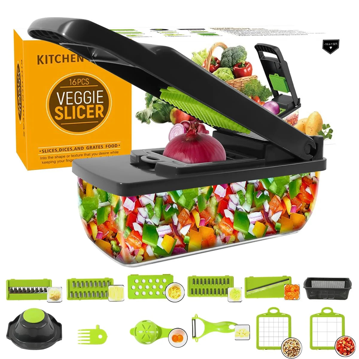 14‑in‑1 Multi‑Functional Vegetable & Fruit Slicer | Mandoline, Dicer, Julienne, Grater, Peeler & More – All‑in‑One Kitchen Time‑Saver